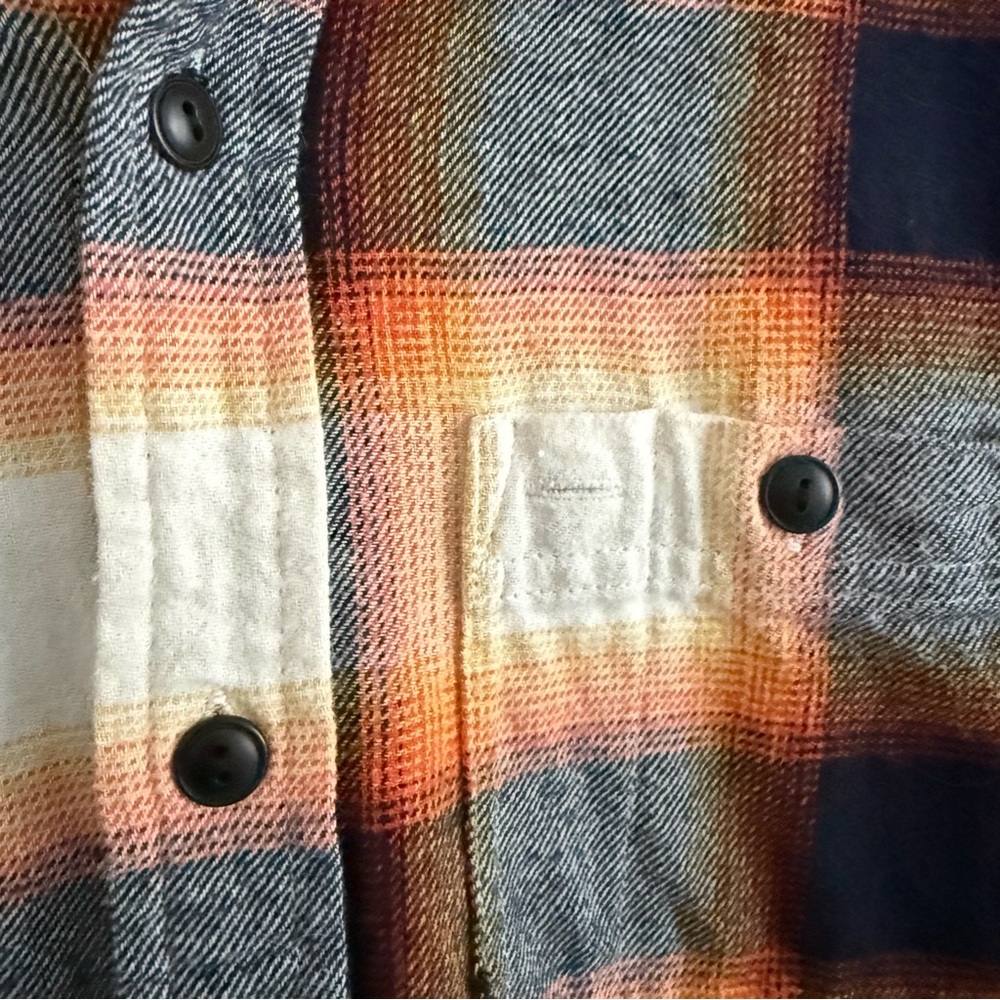 GAP Plaid Flannel Shirt Tangy Orange Small - Picture 4 of 6